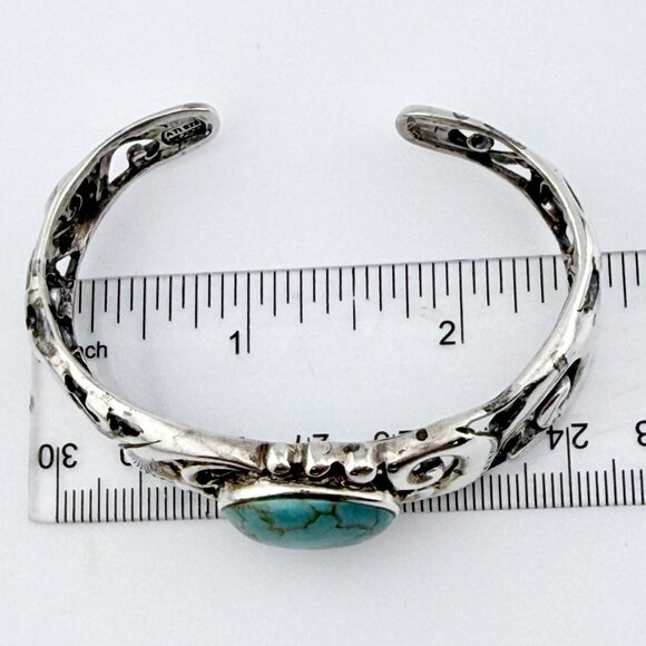 Vintage Sterling Silver Turquoise Cuff Bracelet ATI Mexico - Picture 8 of 11